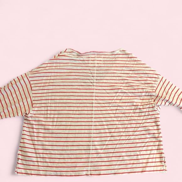 Aerie Red & White Striped Long Sleeve Top Relaxed Fit Size M - Picture 4 of 4